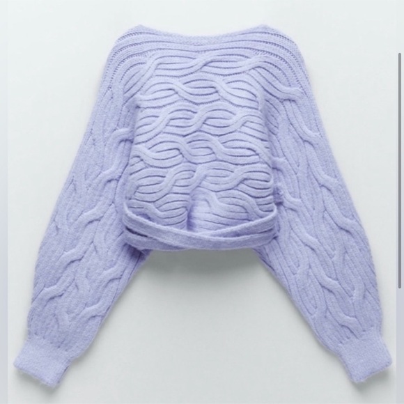 Zara Lilac Knit Chunky Sweater Cardigan - Picture 2 of 4